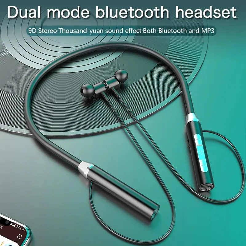 Hals Drahtlose Bluetooth Kopfhörer TWS 9D Stereo Surround Kopfhörer Magnetische Sport Neckband Headset Hals-hängende Ohrhörer mit Mikrofon Image