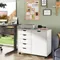 GALAXHERO 5 Drawer Wood Dresser Chest Home Office with Door Mobile Storage Cabinet Printer Stand Multipurpose Storage Solution