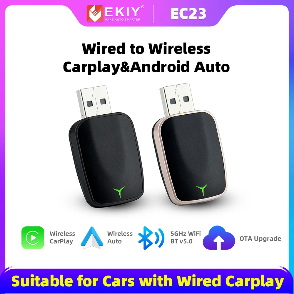 EKIY 2-in-1 kabelgebundener zu kabellosem Carplay-Dongle Carplay Ai Smart Magic Box Streaming Android Auto Wireless Smartbox-Adapter Image