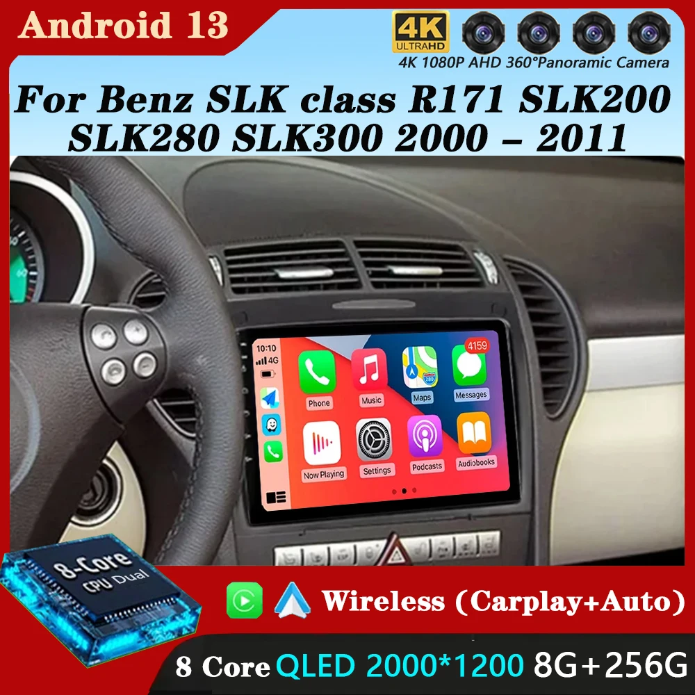 Android 13 Carplay Autoradio Für Mercedes Benz SLK klasse R171 SLK200 SLK280 SLK300 2000 - 2011 Navigation GPS Multimedia Player Image