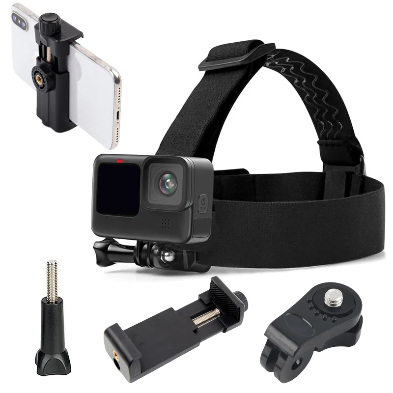 Handy-Kopfbandhalter, Stirnband-Montagesatz, Handy-Montagehalterung für Go Pro Hero 13, 12, 11, 10, 9, 8, 7, DJI Insta 360 ﻿