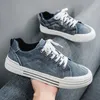 Neue blaue Cowboy-Männerschuhe, Komfort, vulkanisierte Schuhe, Herren-Skateboard-Schuh, große Größe 48, Schnür-Leinwandschuhe, männliche Skate-Turnschuhe