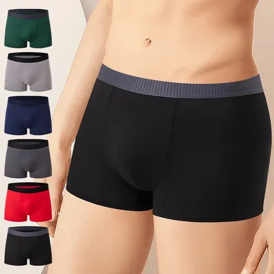 6-teilige Herren-Unterwäsche, einfarbig, vielseitig, mehrfarbig, modische und sexy Unterwäsche, Boxershorts, Jugend, lässig, Sport, Basisshorts Image