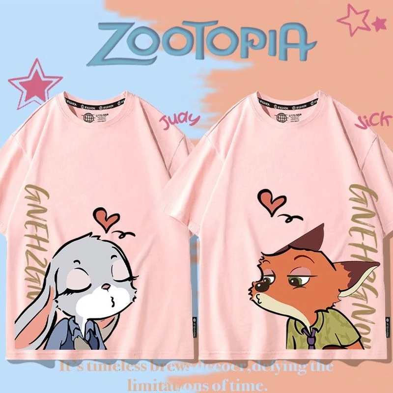 Sommer Baby Junge Disney Zootopia Gedruckt Kleidung Kind Mädchen Judy Hopps Nick Wilde Kurzarm T-shirts Kinder Baumwolle Top Outfit Image