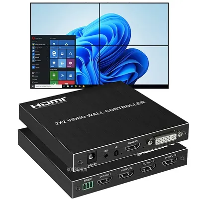 2x2 HDMI Video Wall Controller 1080P 60Hz HDMI TV Wall Multi-screen Splicing 1x2 1x3 1x4 4x1 4 TV Splicer Processor 180' Flip