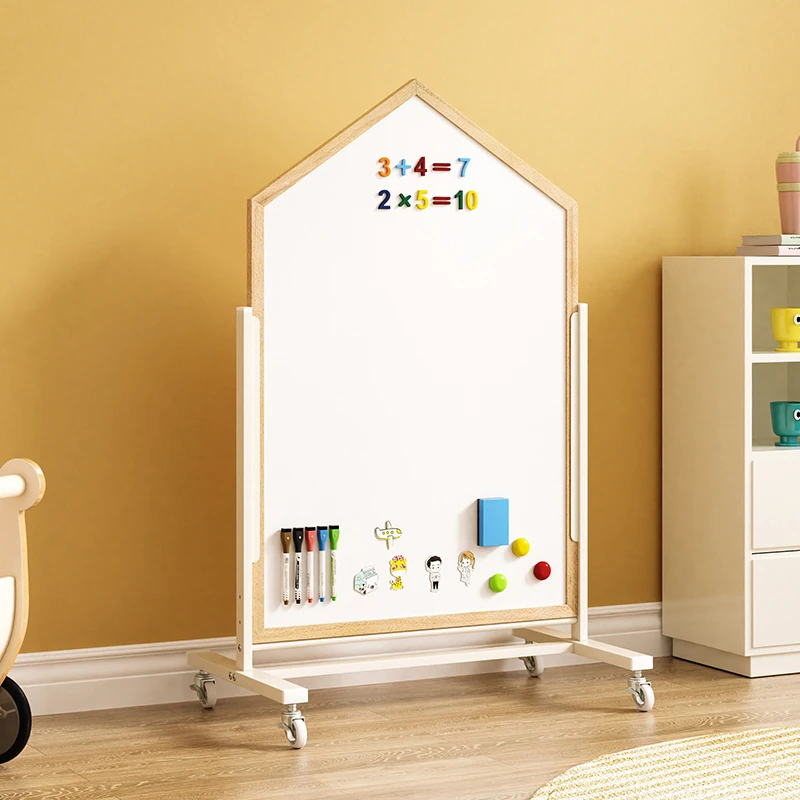 Kinder-Zeichenbrett, doppelseitig, magnetisch, bewegliche Halterung, Staffelei, Babyhaus, Graffiti, Whiteboard, löschbare Tafel Image
