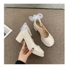 2025, neuer Frühling – französische Mary Janes im Herbst, weiße Perle, dicker Absatz, Vintage-Plateau-Pumps, elegante lässige Lederschuhe