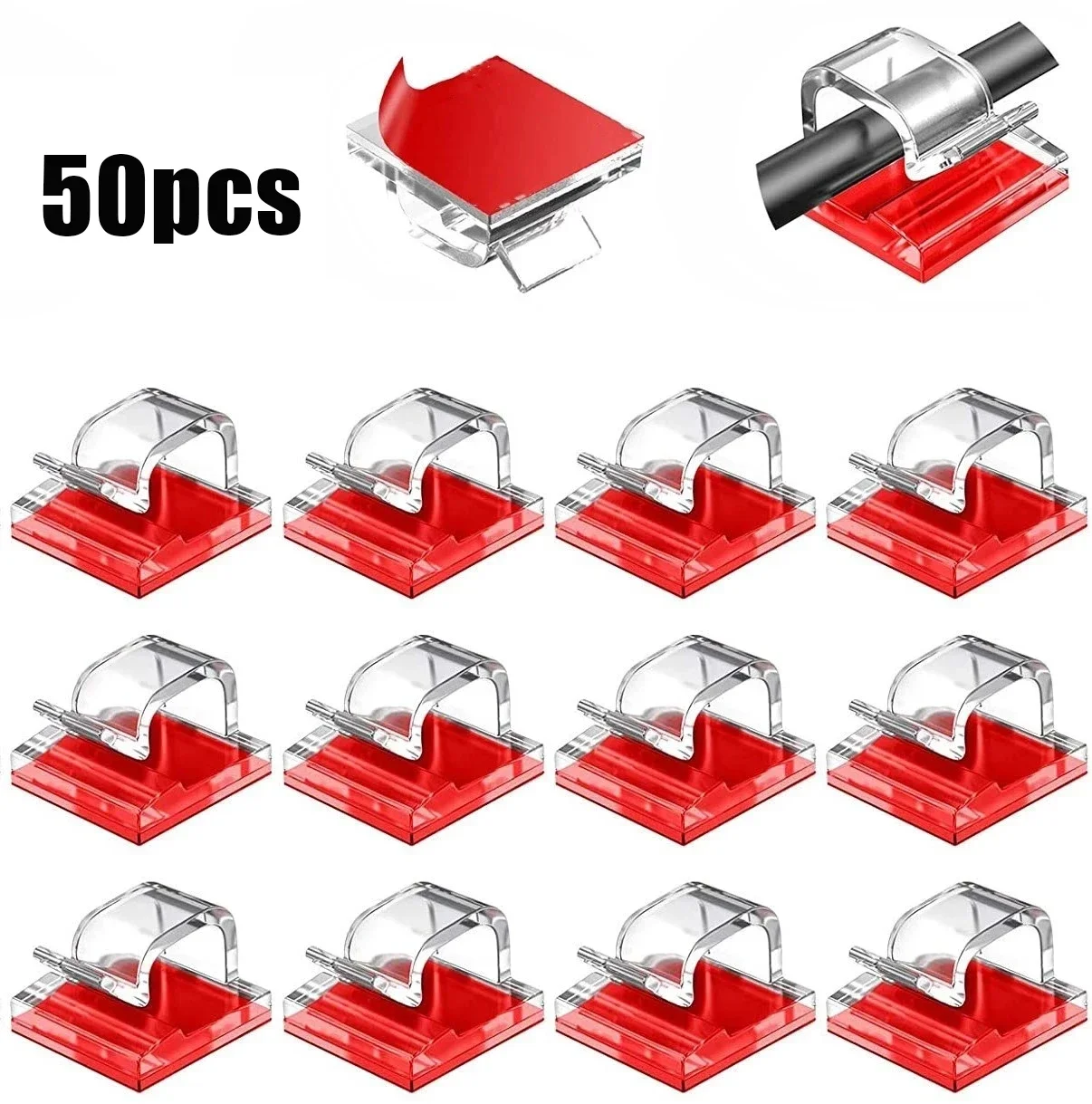 50PCS Kabel Organizer Clips Kabel Management Draht Manager Kabel Halter USB Lade Daten Linie Spuler Wand Haken Image