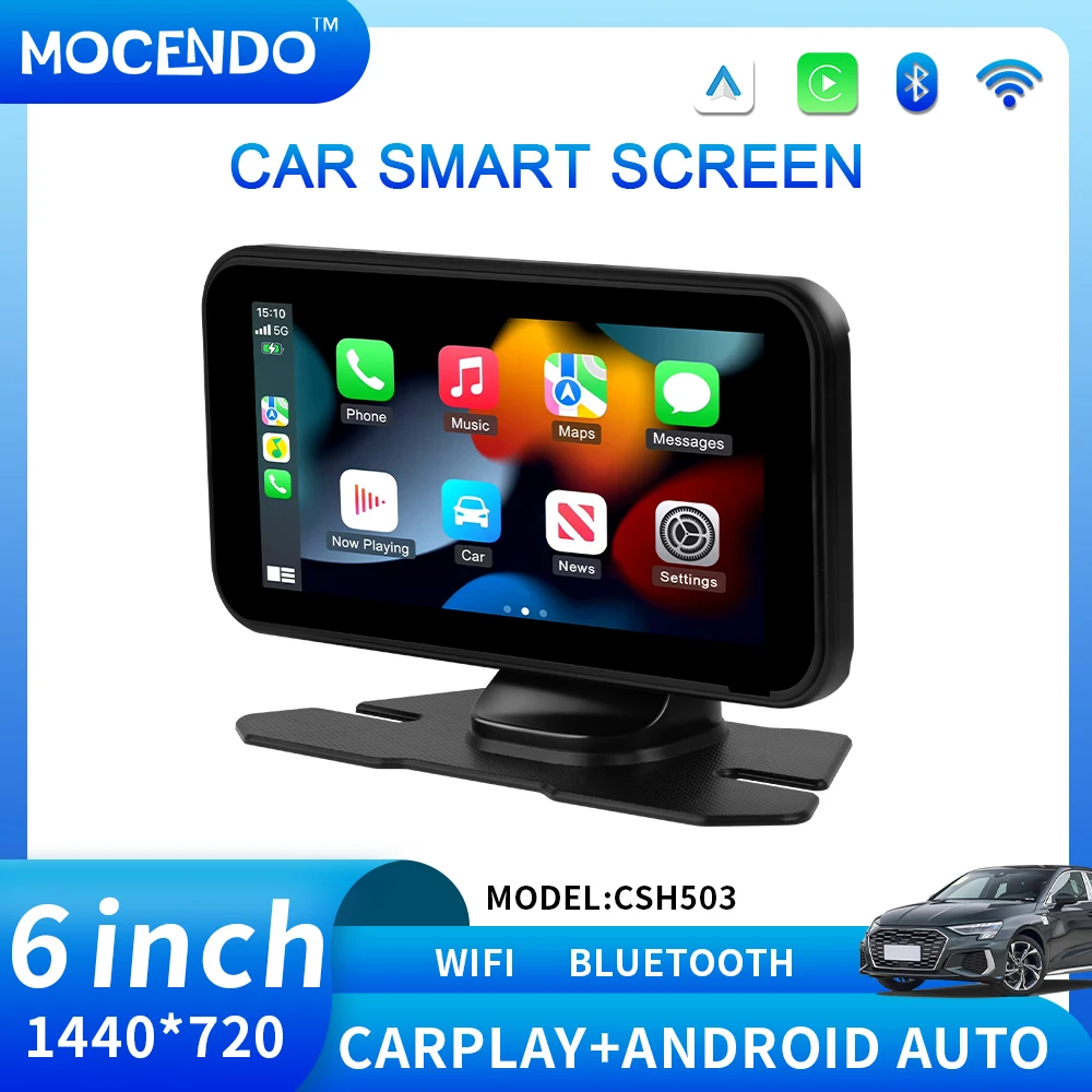 Universal Portable 6' Audio Multimedia Player CarPlay Android Auto GPS Bluetooth WIFI FM RDS Autoradio Image