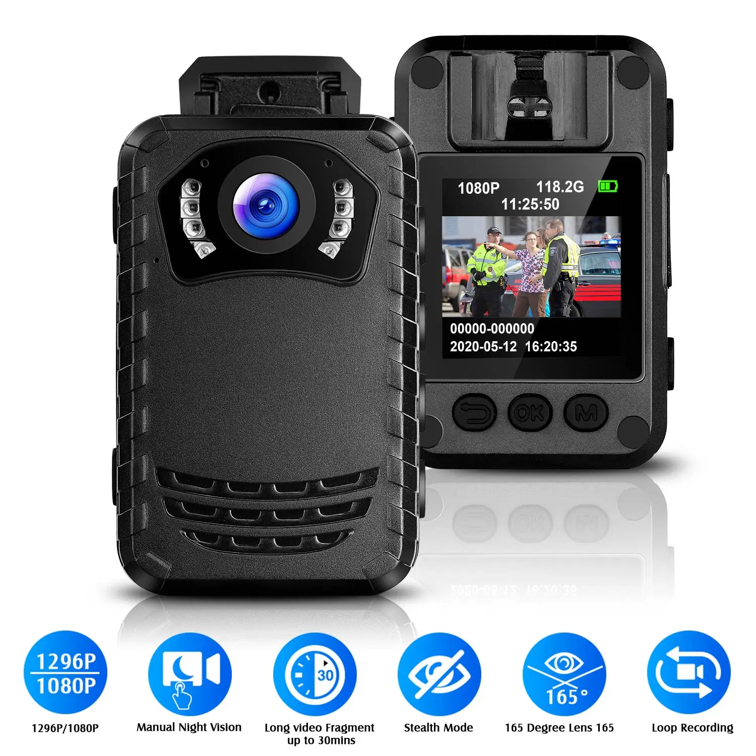 BOBLOV Full HD 1296P N9 Mini Körper Kamera Tragbare Nachtsicht Polizei Tragbare Kameras Unterstützung 256G DVR Bodycam dropshipping Image