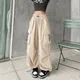 Pantaloni da jogging casual da donna Pantaloni tecnici Pantaloni a vita bassa solidi Pantaloni larghi a gamba larga con coulisse Y2k Streetwear Pantaloni sportivi oversize