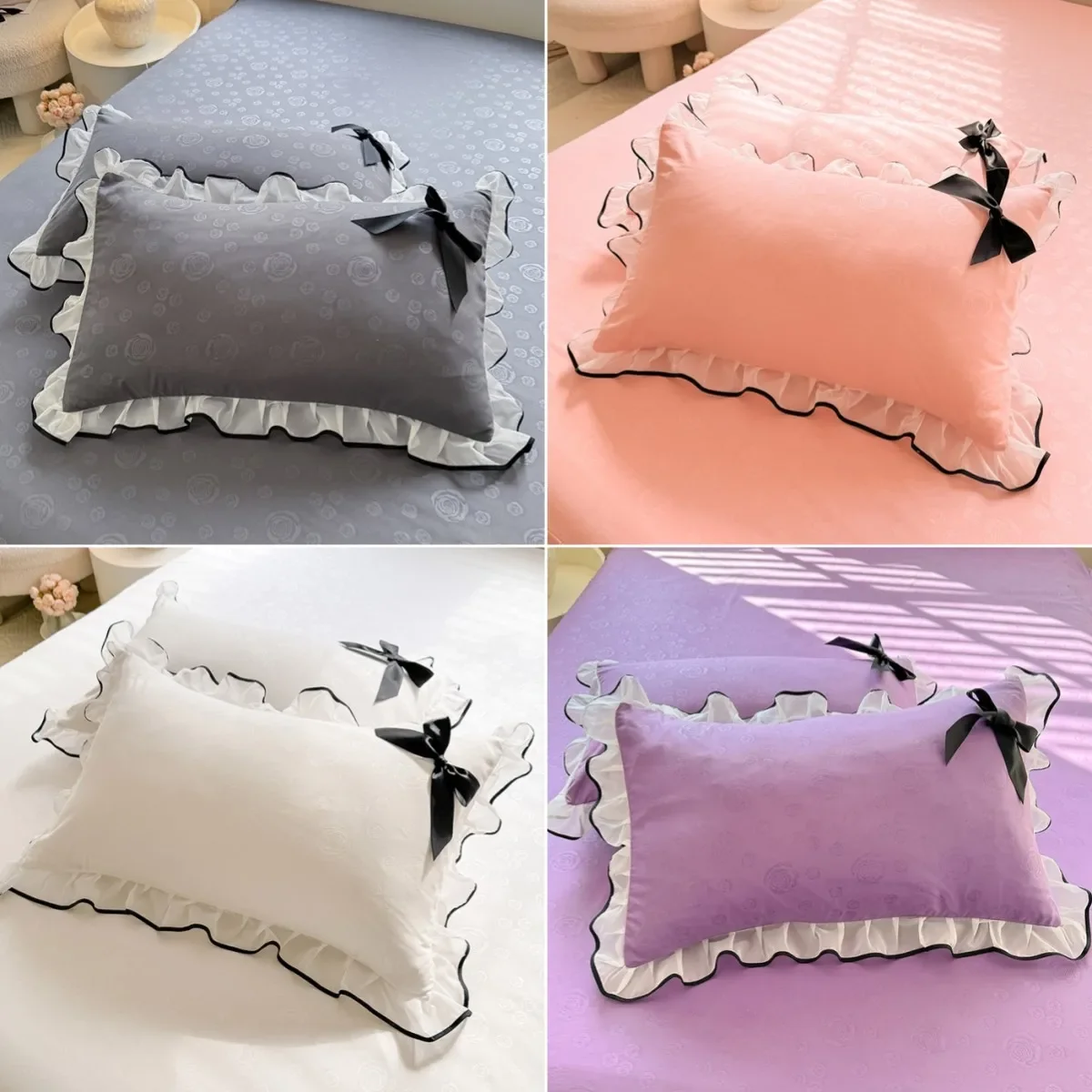 Kissenbezug, Spitzen-Kissenbezug, Spitzen-Kissenbezug, 48 x 74 cm, Kissenbezug für Zuhause, Bett, 1 Stück oder 2 Stück Pillowsham Kissenbezug Image