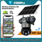 V380Pro Solar Kamera WiFi IP Video Monitor 15MP Triple Objektiv Zoom Auto Tracking Körper Erkennung Outdoor Sicherheit Video CCTV Kamera