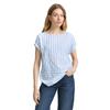 Shirtbluse TOM TAILOR, Damen, Gr. 44, blau (sanftes weiß blau vertical stripe), Obermaterial: 100% Viskose, gestreift, casual, loose fit Po-bedeckend, Rundhals, Kurzarm, Blusen, mit Streifen Muster