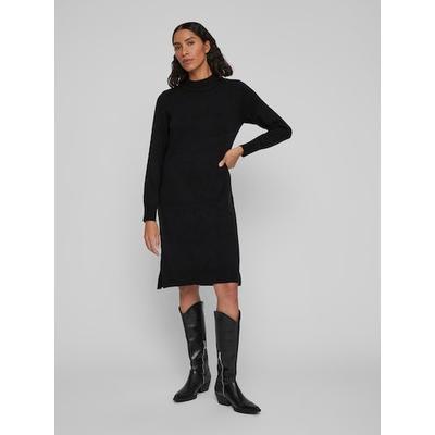 Strickkleid VILA "VIRIL CREW NECK L/S MIDI DRESS - NOOS", Damen, Gr. XXL (44), N-Gr, schwarz, Feinstrick, Obermaterial: 50% Viskose, 27% Nylon, 23% Polyester, unifarben, modisch, regular fit knielang, hoch geschlossener Ausschnitt, Langarm, Kleider Image
