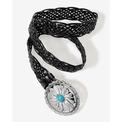 Boston Proper - Black - Woven Turquoise Stone Belt - Large