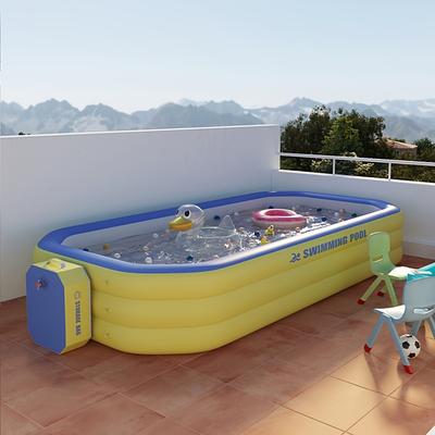 1pc Large Rectangular Inflatable Swimming Pool - Durable PVC Outdoor Family Pool for Garden, Parties Music Festivals, 1-3 Person Capacity, 3-Layer Construction