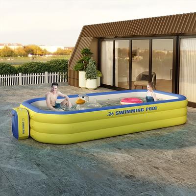 1pc Large Rectangular Inflatable Swimming Pool - Durable PVC Outdoor Family Pool for Garden, Parties Music Festivals, 1-3 Person Capacity, 3-Layer Construction