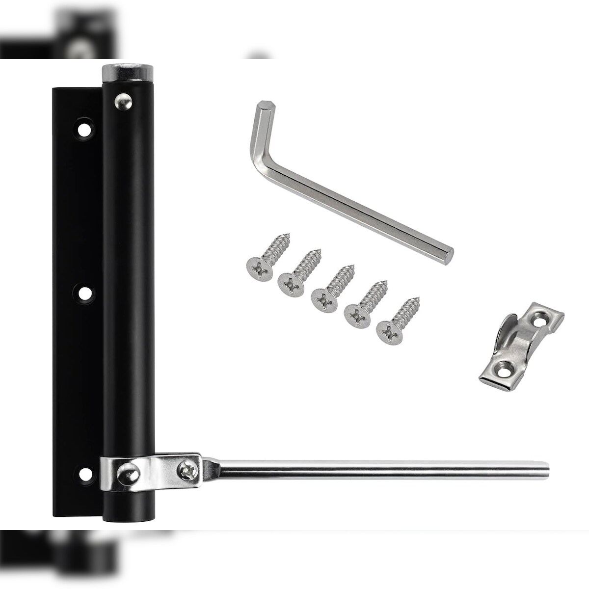 ID Dinkel 5 Stangentürschließer UNIVERSAL Türschließer Automatik Türfeder Federschließer bis 55 KG Schwarz Image