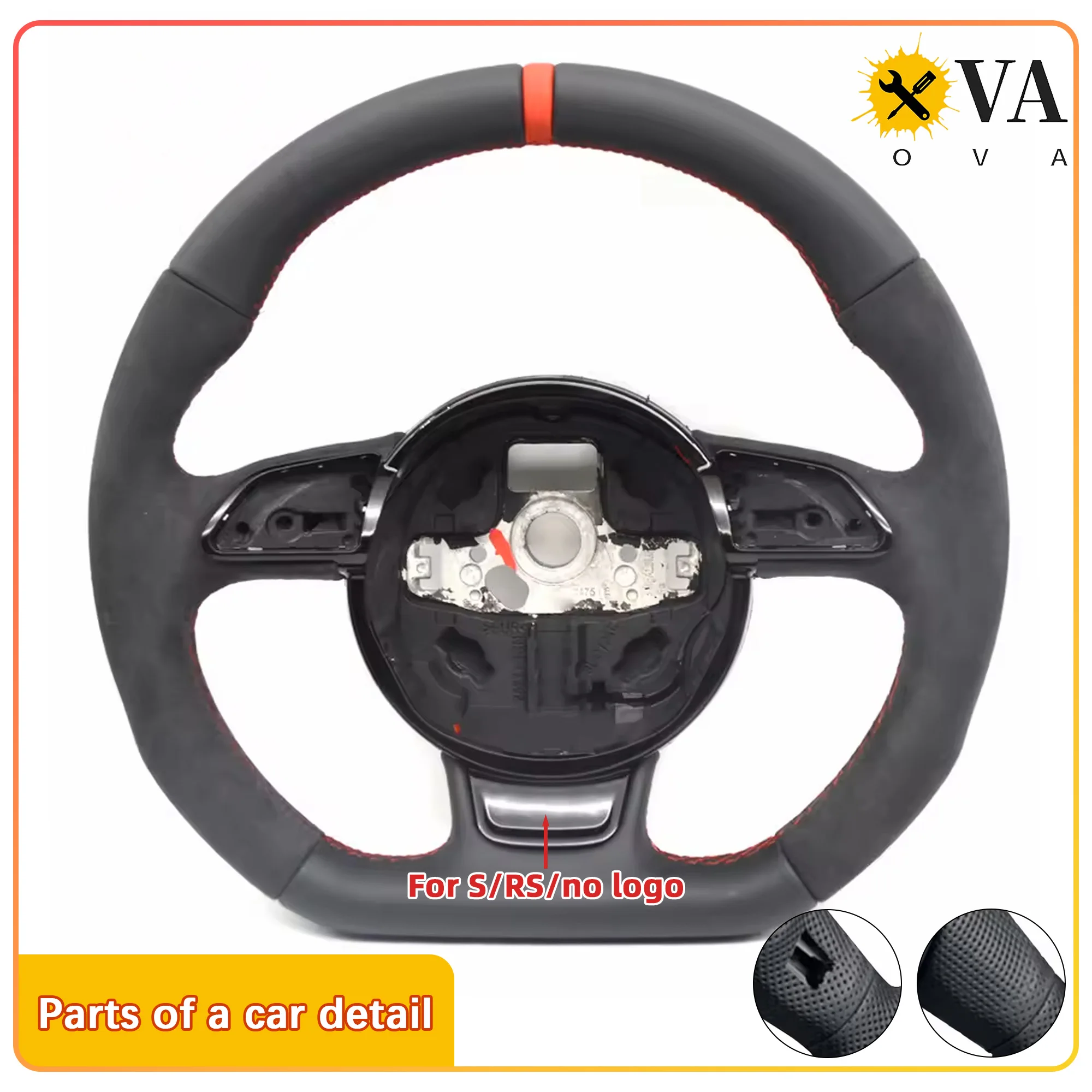 Volant en cuir pour Audi A3 8V A4 B8, volant perforé, volant à fond plat