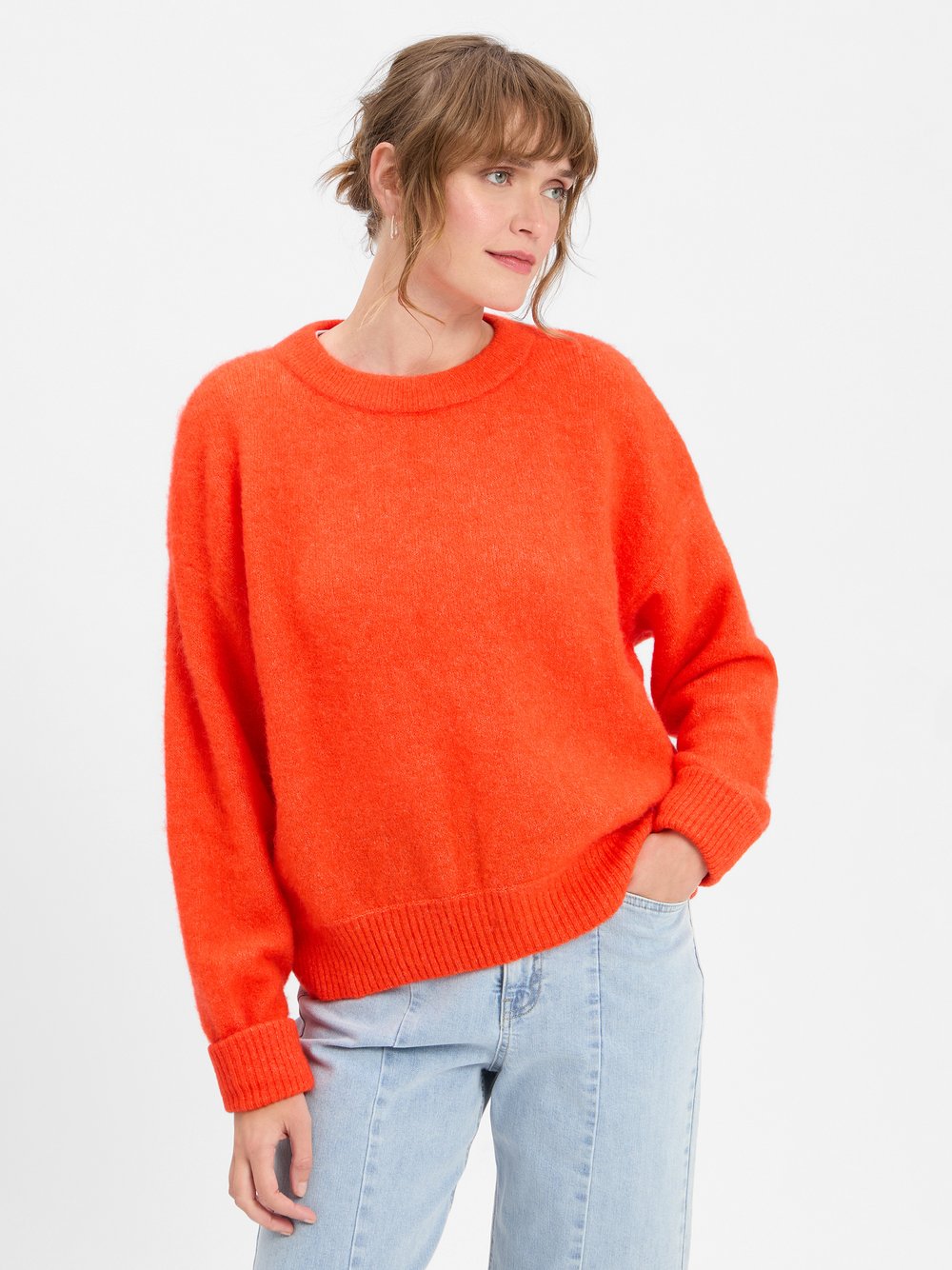 american vintage Strickpullover mit Alpaka-Anteil Damen rot, M/L Image