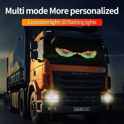 2Pcs USB Dynamic Big Devil Eyes Light Cars Programmable Flexible Window Screen LED Display For Car Animated Car Truck Eye