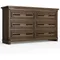 Farmhouse 6 Drawer Dresser for Bedroom, 55” Rustic Wood Chest of Drawers,Easy Pull Handles for Storage Clothes,Vintage Storage O