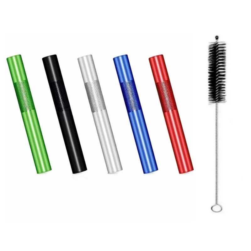 Rohr aus Aluminiumlegierung mit 1 Reinigungsbürsten, Metallstroh, cooles Gadget für Männer Image