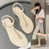 Sommer Frauen Sandalen Mode Alias String Bead Flache Heels Schnalle Perle frauen Schuhe Casual Schwarz Rosa Moderne Sandalen