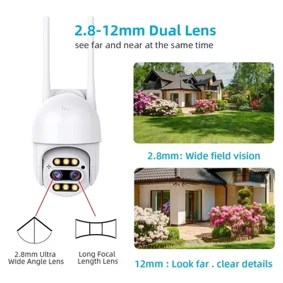 Wifi Video Überwachung Kamera 8Mp 4Mp 4K Ptz IP Kamera 8X Zoom Dual Objektiv Menschliches Erkennen CCTV Kamera Outdoor CCTV