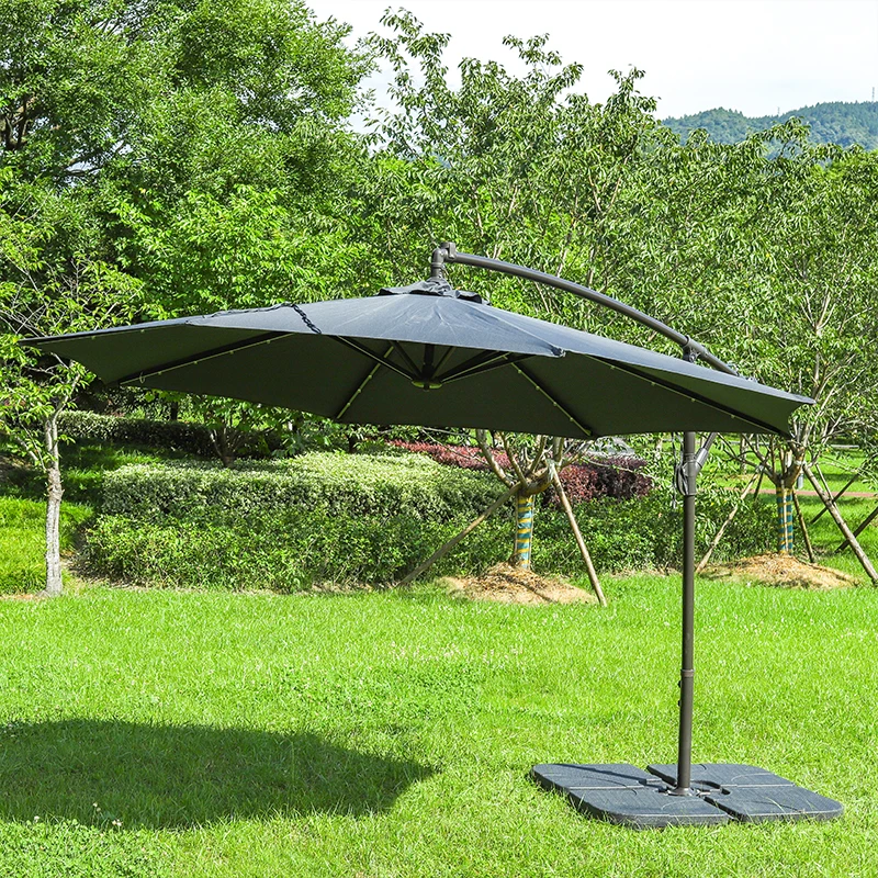 Garten Garten Freizeit Sonnenschirm Solar LED Regenschirm Eisen Quaste Regenschirm Unterstützung Anpassung Image