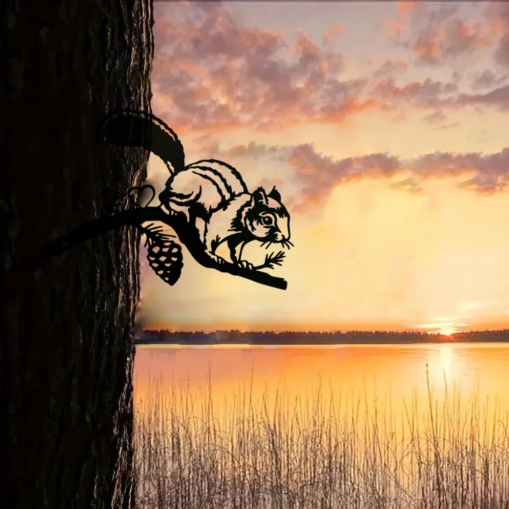 Cifbuy Metall Chipmunk Silhouette Garten Pfähle Garten Ornament für Garten dekoration, kreative Chipmunk Design Garten Kunstwerk