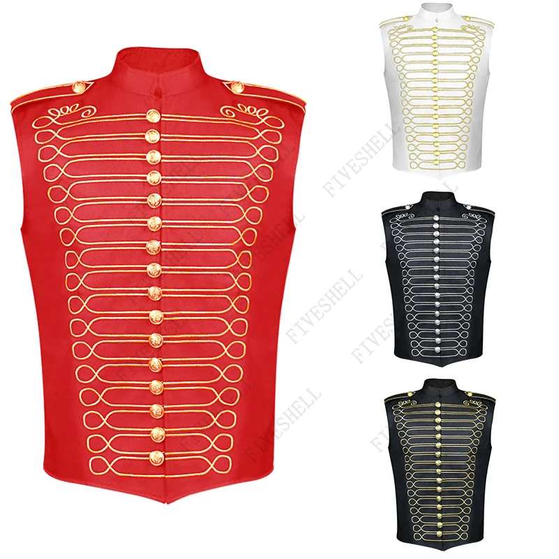 Erwachsene Cosplay Rock Band Rote Weste Jacke Punk Militär Schlagzeuger Ärmellose Parade Weste Blaskapelle My Chemical Romance Kostüm