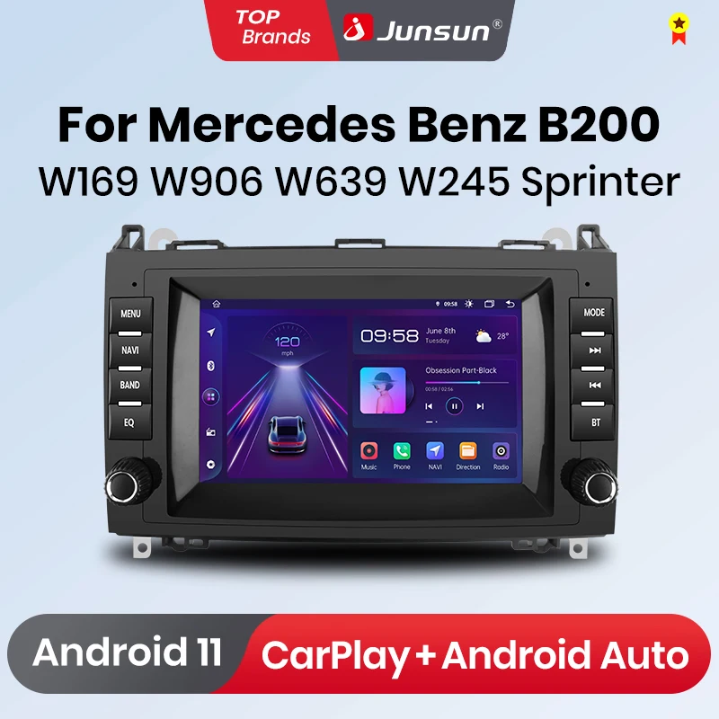 Junsun Wireless Carplay Android Auto Auto intelligente Systeme für Mercedes Benz B200 Klasse Sprinter W906 Viano Vito W639 GPS Auto Image
