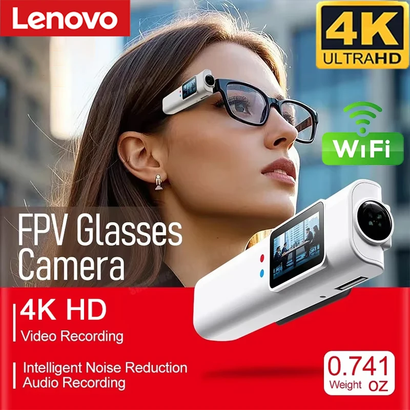 Lenovo 4K Mini FPV-Brille Videoaufnahme Mikrokamera HD WiFi Intelligente Headset-Brille Video- und Tonaufnahme WiFi-App Image