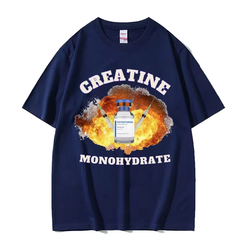 Lustige Gym Pumpcover Creatine Monohydrate Meme T Shirt Frauen Harajuku Gothic Kleidung T-shirt Unisex 100% Baumwolle Kurzarm T-shirts Image