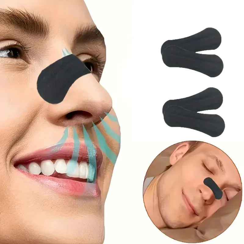 40 Stück schwarze Anti-Schnarch-Nasenstreifen, richtige Weg, stoppt Schnarchen, Schlafhilfegerät, einfacheres Atem, verbessert den Schlaf Image