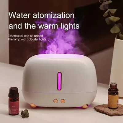 Kompakter 3D-Flammen-LED-Diffusor für ätherische Öle – USB-betriebene Cool Mist Ultraschall-Aromatherapie für Zuhause, Auto und Büro