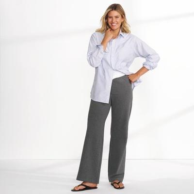Starfish Wide Leg Stretch Jersey Trousers, Women, size: 10-12, regular, Grey, Cotton-blend, by Lands' End