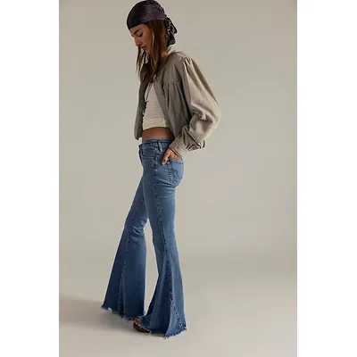 We The Free Emre Flare Jeans at Free People in Poppy Blue, Size: 26