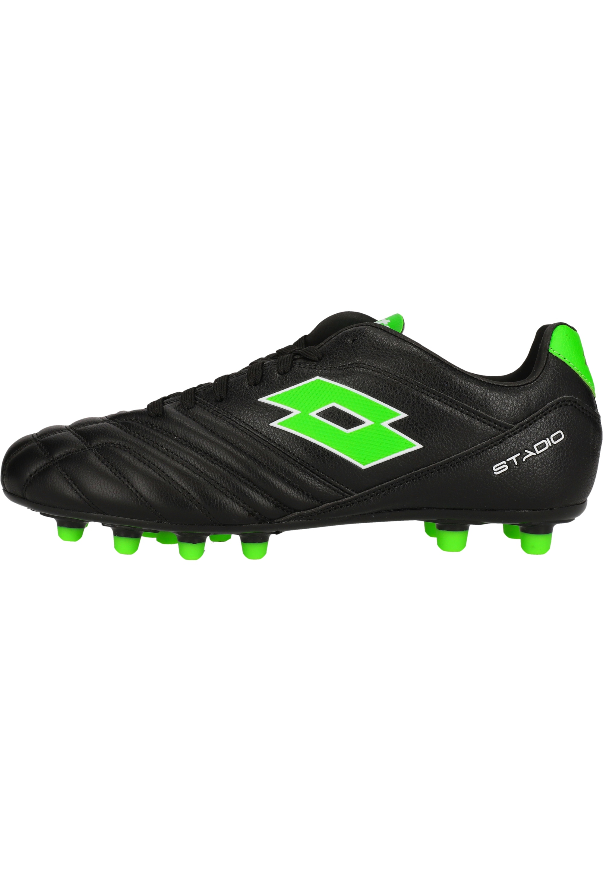 Fußballschuh LOTTO "Stadio 300 III", Herren, Gr. 40, schwarz (schwarz, grün), Polyurethane, Schuhe Fußballschuh, mit konischen Noppen