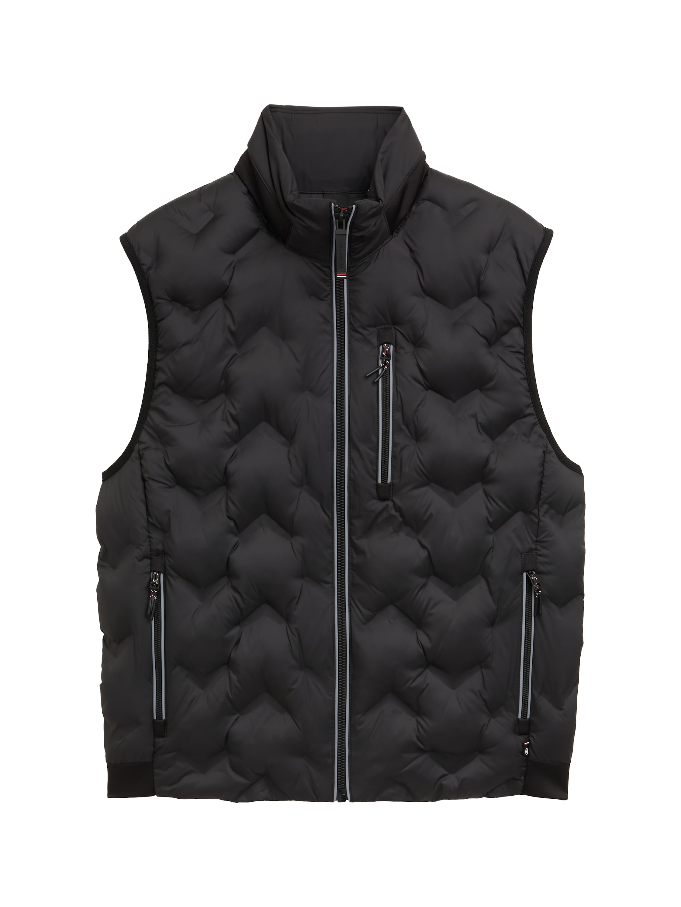 Steppweste TOM TAILOR, Herren, Gr. XXL, schwarz, Obermaterial: 100% Polyester. Futter: 100% Polyester, Strukturmuster, regular fit taillenbedeckt, Westen Steppweste, mit Reißverschluss Taschen