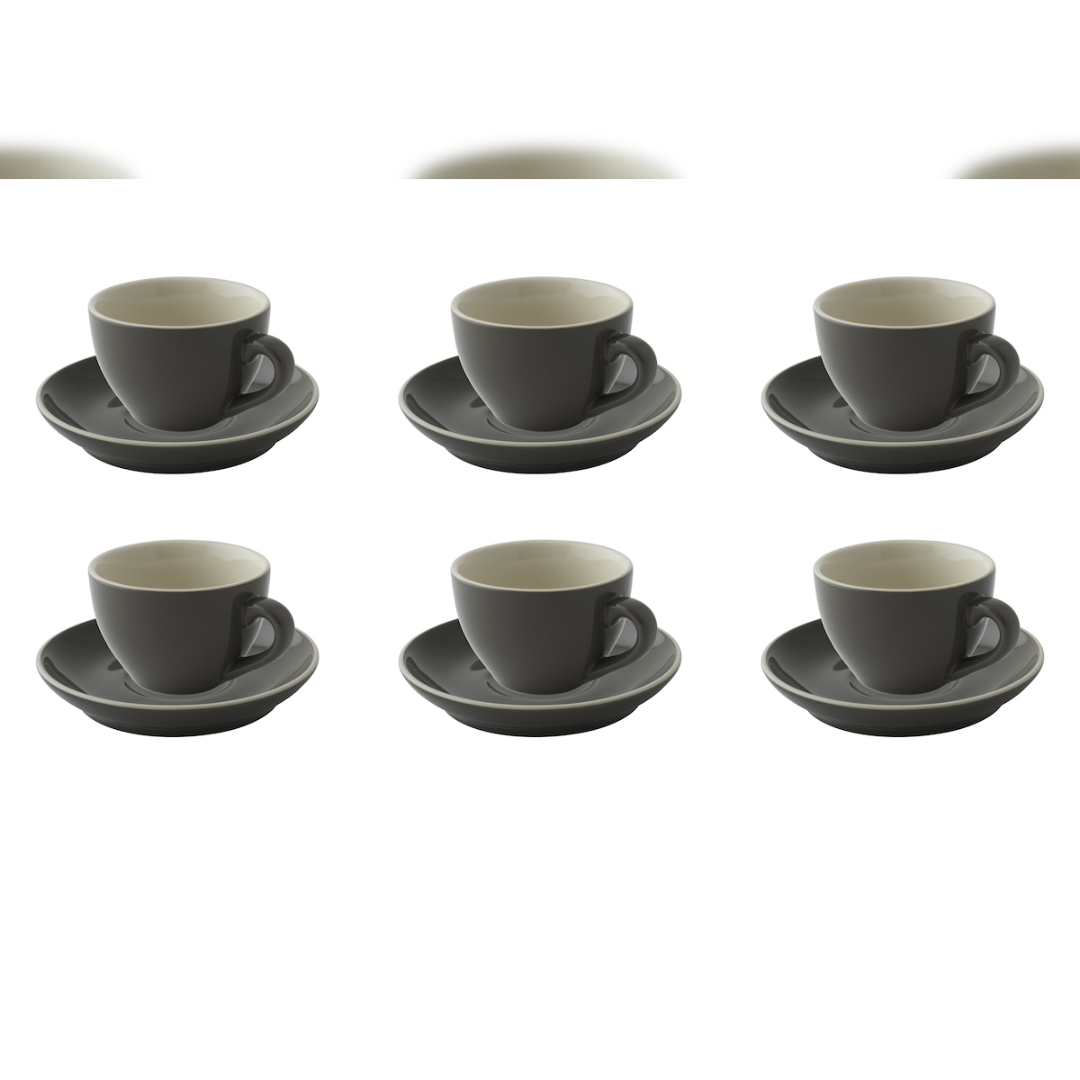 palmer colors Kaffeetassen - 6er-Set, Porzellan, anthrazit grau, 18 cl – 14 cm moderne, kompakte Form, für Kaffee, Cappuccino, Tee und Kakao Image