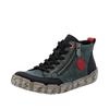 Schnürboots RIEKER, Damen, Gr. 36, grün (oliv, schwarz), Glattleder, Nubukleder, sportlich, Schuhe, Sneakerboots, Schnürboots, Stiefelette mit weicher Innensohle