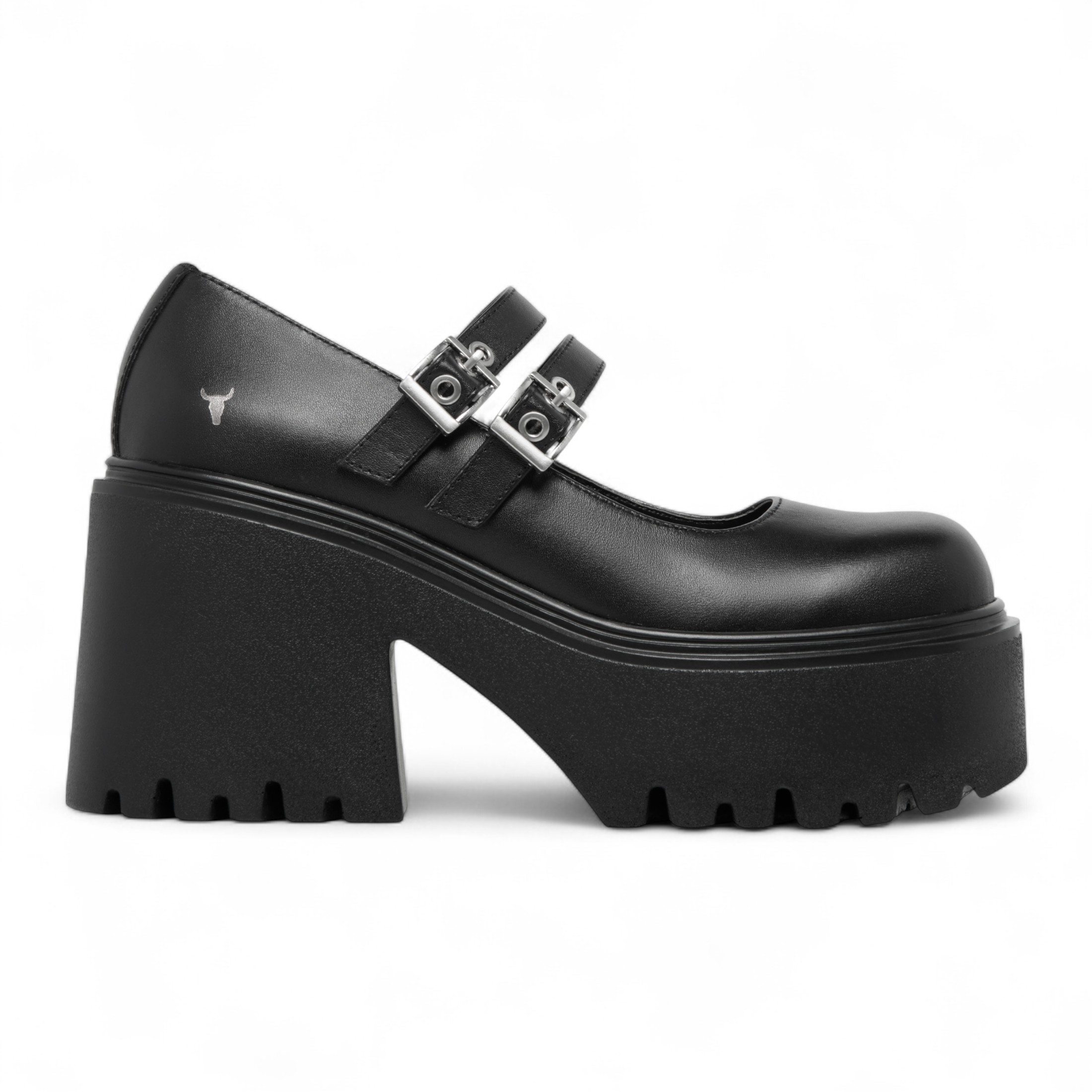 Windsorsmith Damen Mary-Jane-Schuhe aus schwarzem Leder mit dicker Plateausohle - Lessons Image