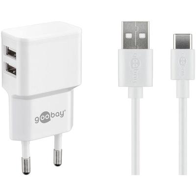 goobay Ladekabel mit Adapter 2 x USB A 1 m Image