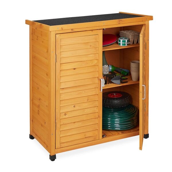 relaxdays Gartenschrank mit 3 Fächern braun