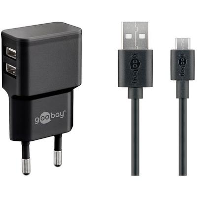 goobay Ladekabel mit Adapter 2 x USB A, Steckdose 1.0 m Image