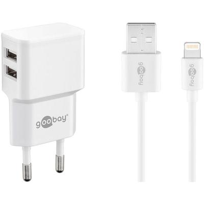 goobay Ladekabel mit Adapter 2 x USB A, Steckdose 1.0 m Image