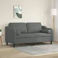 Canapé deux places gris foncé 140cm avec coussins, canapé rembourré, meubles de salon modernes